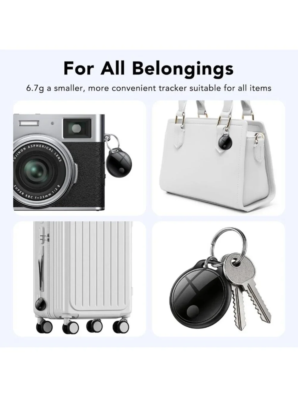 Smart Bluetooth Tracker Tags - 4 Pack, Waterproof, Replaceable Battery, Key